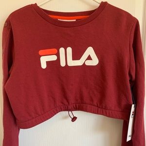 Red and Orange NEW FILA Cropped Sweatshirt